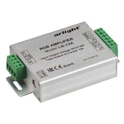 RGB-усилитель LN-12A (12-24V, 144-288W) (Arlight, IP20 Металл, 1 год)