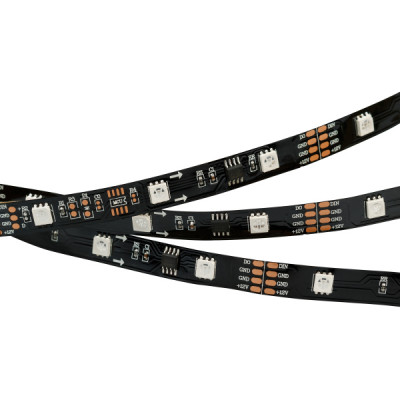 Светодиодная лента SPI-5000-5060-30 12V Cx3 RGB-Auto (Black 10mm, 6.5W/m, IP20) (arlight, Открытый, IP20)